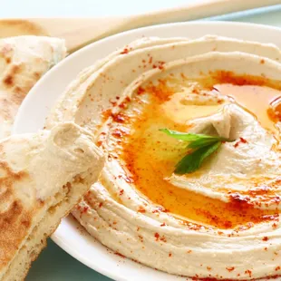 Hummus and fresh baked pita..Yum!