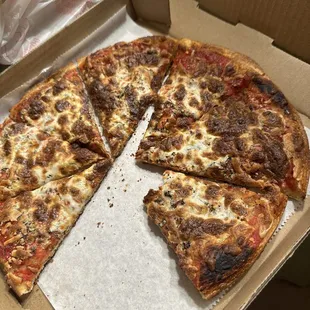 Burnt Margherita pizza.