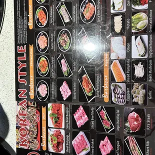 Bbq meats, seafood and veggie menu