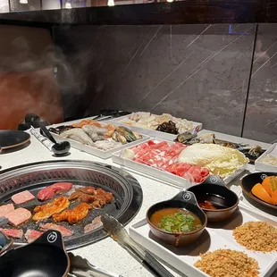 a variety of food on a table