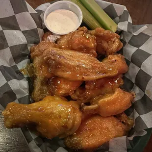 a basket of chicken wings
