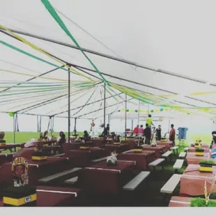 Setup under 30x60 White Tarp Tent