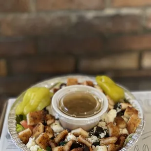 a plate of chicken salad