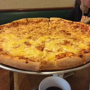 Half pineapple pizza.