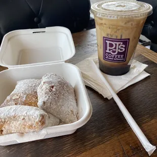 limited time birthday cake shaken espresso, beignets