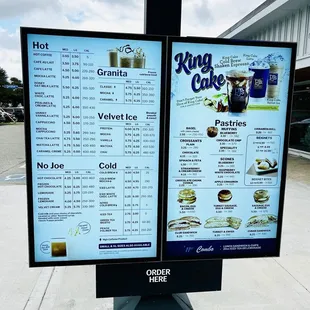 Drive thru menu