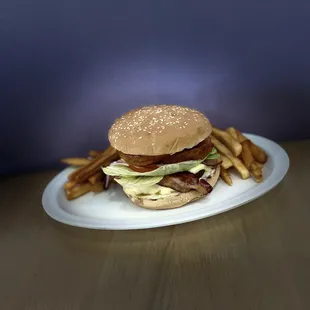 Our famous bacon cheese burgers