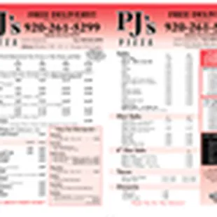 the menu for the restaurant