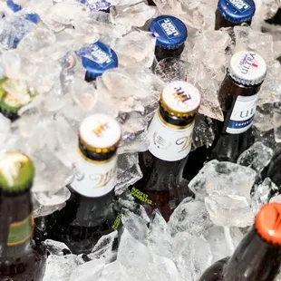 bottles of beer in ice