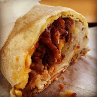 The second hand unwinds  Sausage Breakfast Burrito from #PKBurgers