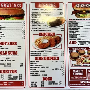 Menu as of 2/2025