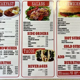 Menu as of 2/2025