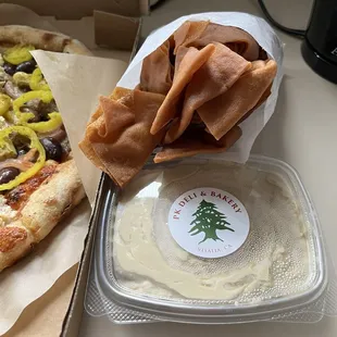 Hummus and pita chips