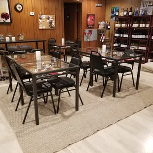 tables and chairs in the tasting room