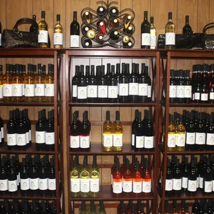 a display of bottles of wine