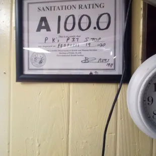 a clock and a sign