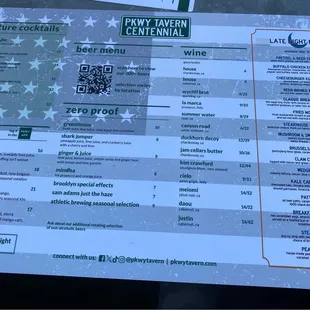 Drink menu