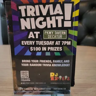 Tuesday Trivia Night!!!