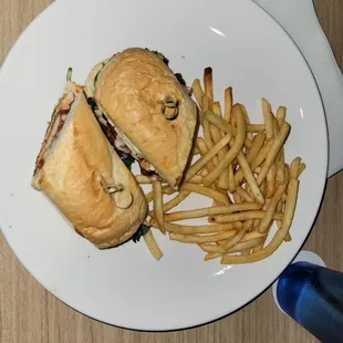 Chicken Parmesan Sandwich and Fries