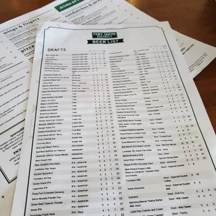 Beer menu