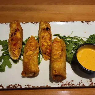 Buffalo Chicken Egg Rolls with Spicy Ranch dipping sauce