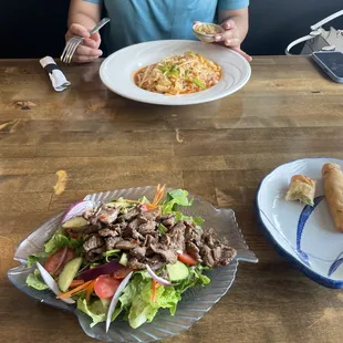 Pad Thai and Beef Salad