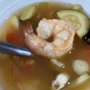 Hot and Sour Shrimp Soup aka Tom yum. Had way better unfortunately
