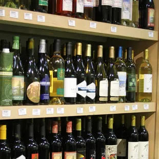 Local and organic wine selection.