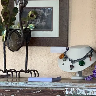 Jewelry on display. It can be bought.