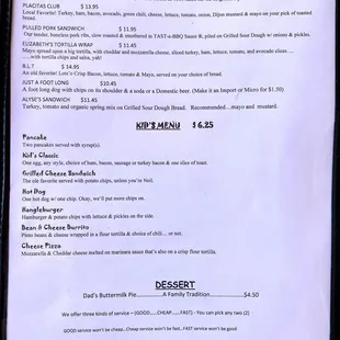 menu