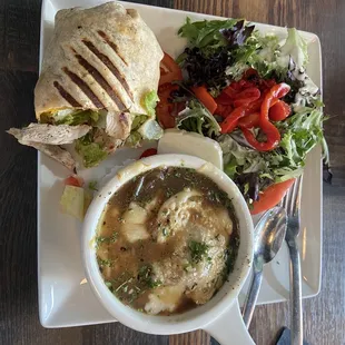 Grilled Asiago Chicken Wrap / lunch only Baked French Onion