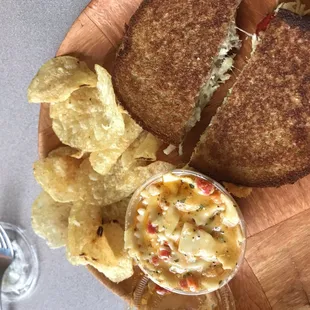 The Telluride grilled cheese, chips and pasta salad