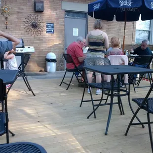 Vicki working the deck