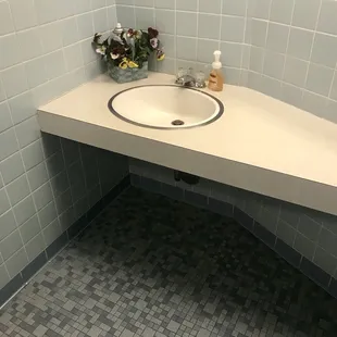 Mid-mod Miami's pink bathroom (in dust blue). Time capsule love!