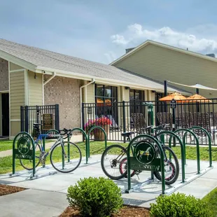 Bicycle racks with repair center