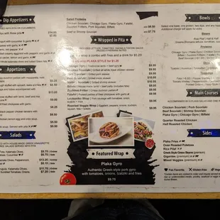 Menu as of January 2023