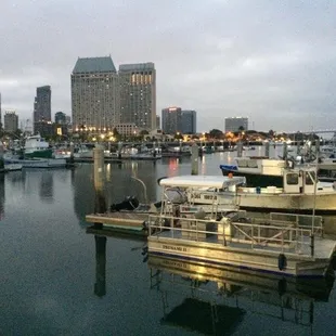 The view you have while shopping at the seafood market.