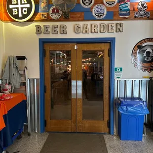 Entrance to the beer garden outside.