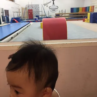 Main gym view from waiting room for parents