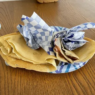 Brunch crepe and blackberry bacon crepe.