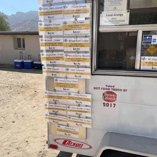 Food Truck menu.