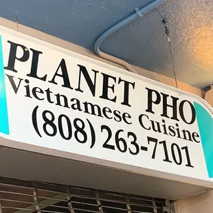 Signage above