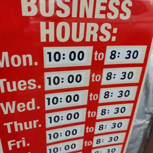 Hours of operation
