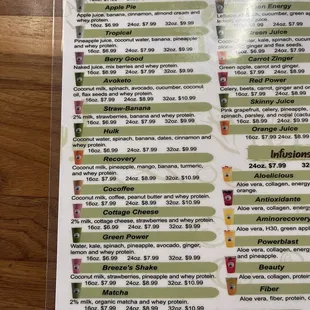 sushi and sashimi, menu