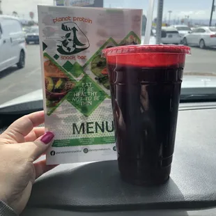 RED POWER JUICE: Beets with carrot, ginger and orange juice.