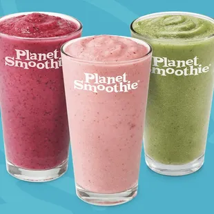 three glasses of smoothie