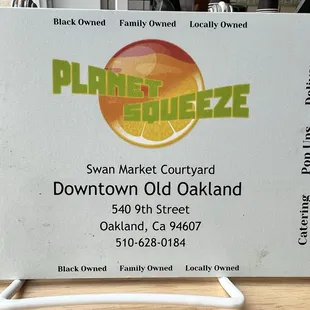 a business card on a table