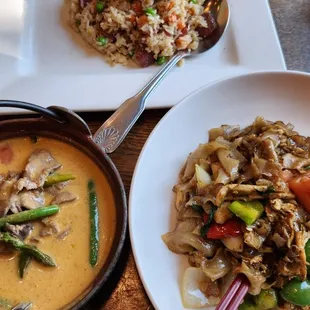 two plates of food on a table