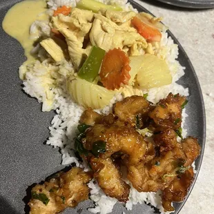 Yellow curry and honey crunchy chicken