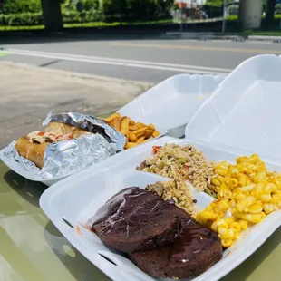 a tray of food on a table